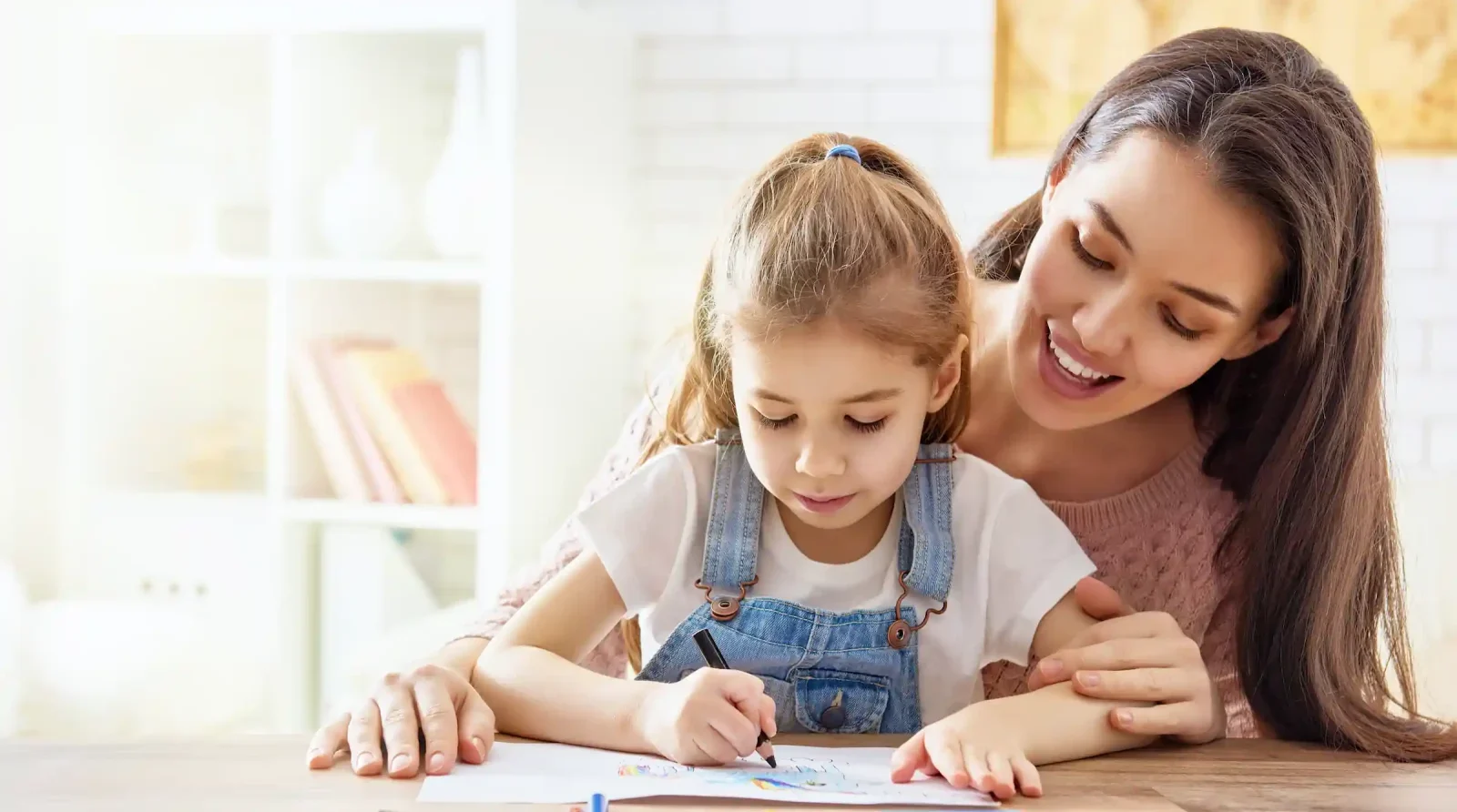 Mother and daughter coloring